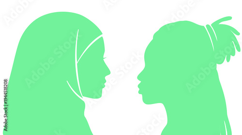 Population and society with different people. Women Communication crowd of families and multiethnic people and different cultures.Sociology.Crowding and density of people.Silhouette profile