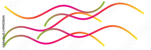 Abstract Rainbow Gradient Curved Lines Collection – Modern Wave Line Elements