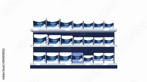 Product display shelves filled with various personal hygiene items