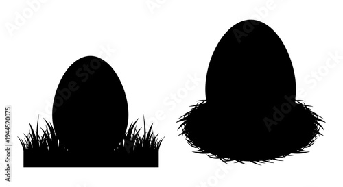 Two contrasting eggs emerging from different natural bases in silhouette form Vector, illustration
