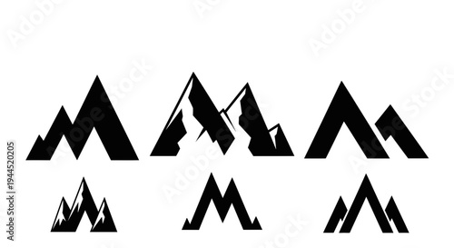 Geometric mountain silhouettes arranged in various sizes and orientations