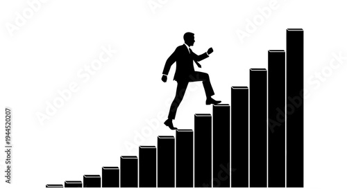 Person climbing upward on a series of ascending steps.
