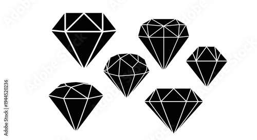 Five stylish black geometric diamond shapes arranged in a scattered pattern