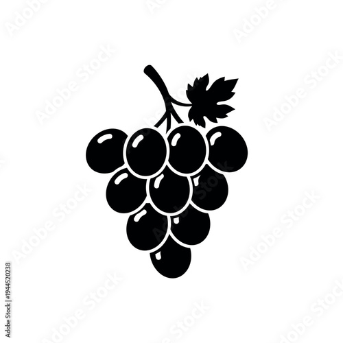 Single Grape Cluster Silhouette Vector Graphic