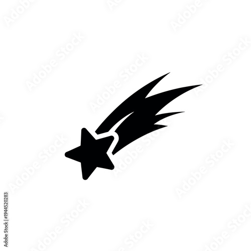 Shooting Star Silhouette Flat Vector Graphic