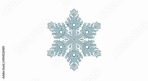 Intricate snowflake pattern created from circuit board traces and microchips