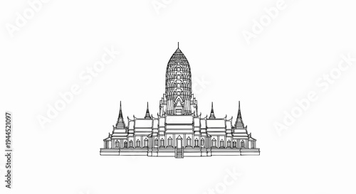 Ornate traditional temple structure with tiered roofs and spires
