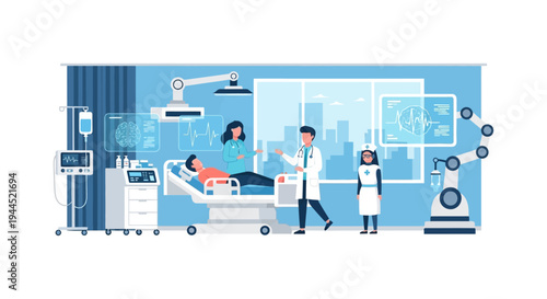 Smart Hospital Room: Doctors, Patient, and AI-Powered Medical Technology for Advanced Care