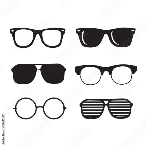 hand drawn black sunglasses vector illustration set. hipster style element design concept