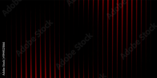 Abstract black background with glowing vertical red ribbed lines, creating a fractal glass effect, digital noise, or glitch. Editable vector illustration.