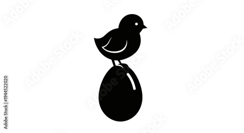 Black bird sitting on egg vector icon