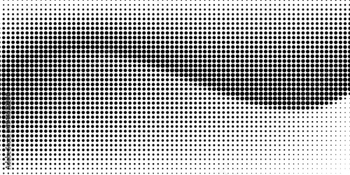 Grunge halftone angular gradient. Distress fade noise background. Retro pixel background texture. Black and white sand wallpaper. Vector textured grid surface. Anime or manga comic overlay.