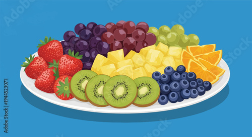 Vibrant platter of assorted fresh fruits arranged artfully