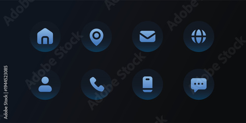 Contact Icons Set: Home, Phone, Mobile, Email, Address, Location, Website, Globe, – Vector Collection. Contact Us Vector icons.
