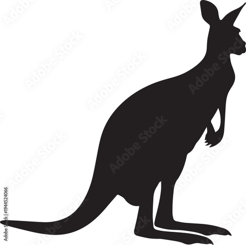  Kangaroo Mid-Hop Silhouette - Australian Marsupial Icon