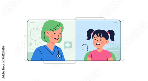 Online Doctor Visit: Pediatric Telehealth Consultation Between Female Physician and Smiling Young Girl