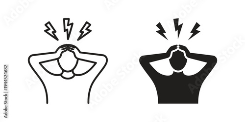 Anxiety stress icon concept, mental health awareness vector illustration, pressure and burnout symbol, emotional wellbeing logotype design, minimalist icon style.