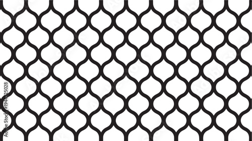 Black moroccan trellis pattern on white background  seamless design element