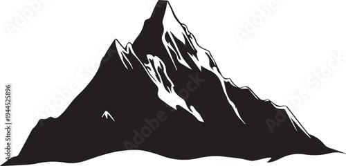Towering Mount Everest Flat Silhouette With Jagged Himalayan Peaks