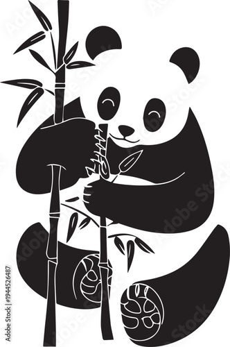 Giant Panda Silhouette - Bamboo Forest Icon