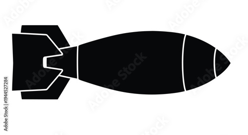 Silhouetted bomb illustration on a white background depicting a projectile weapon