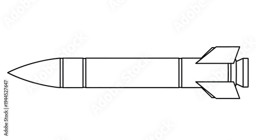 Simple line drawing of a rocket viewed from a side perspective