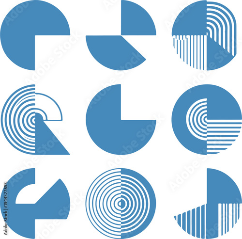 Set of vector arrows and sound wave icons for web communication, wifi, music, audio volume, network connection, technology buttons and business design illustrations