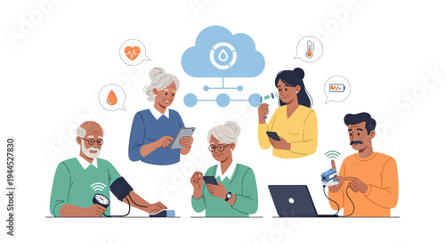 Digital Health & Remote Monitoring: Seniors and Families Manage Wellness with Smart Devices, Telemedicine, and Cloud Technology for Connected Healthcare.
