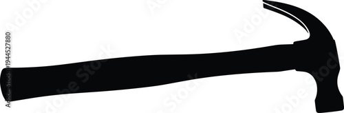 Black silhouette of a professional claw hammer tool isolated on white background, heavy duty construction and carpentry equipment vector illustration for hardware design projects.