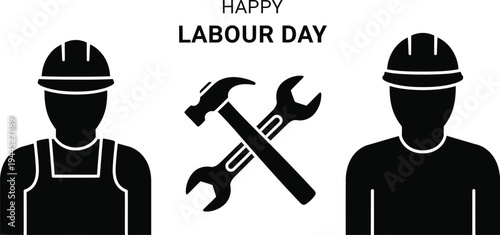 Labour day celebration with workers and tools