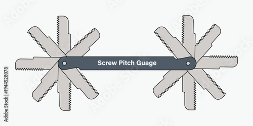 Screw Pitch Gauge Thread Measurement Tool Vector Illustration.eps