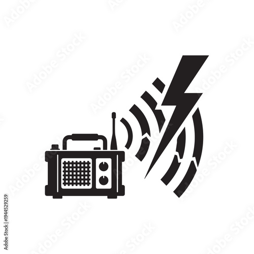Radio Transmitter Sending Signal with Lightning Bolt.