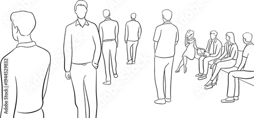 Social interaction silhouettes teamwork communication group icons collection, flat vector