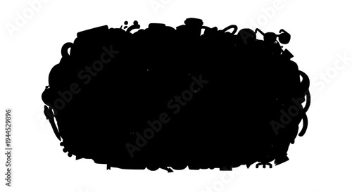 Smudge black grunge texture with rough edges and smears on white background featuring abstract, artistic, brush with