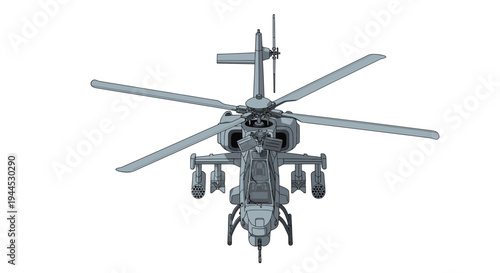Military Helicopter Top View Illustration