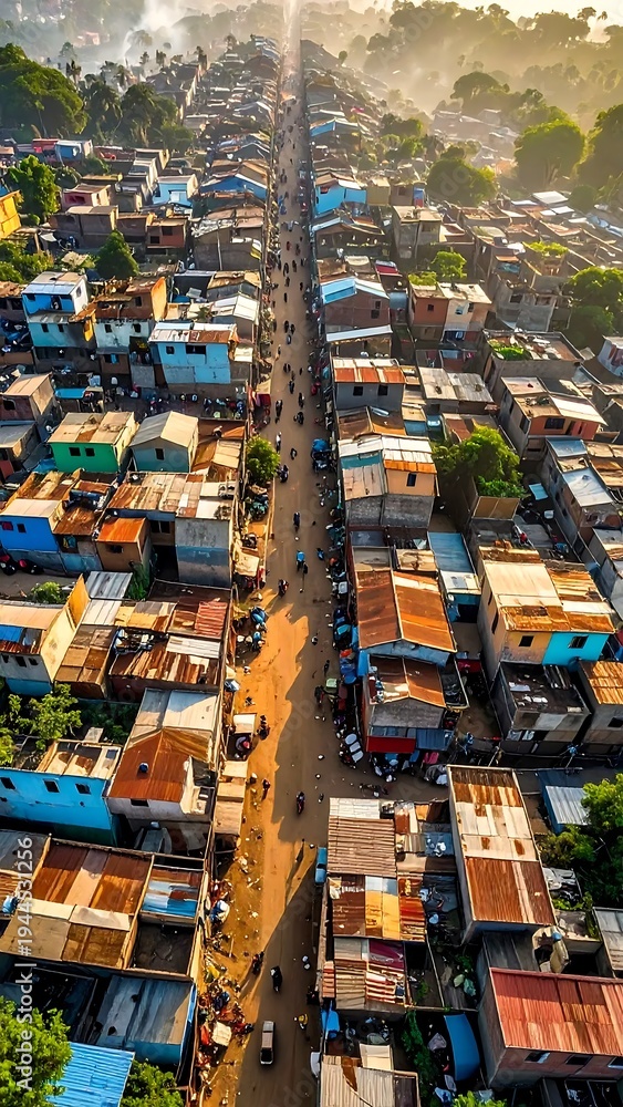 Obraz premium Aerial View of a Densely Populated Urban Area with Vibrant Buildings.