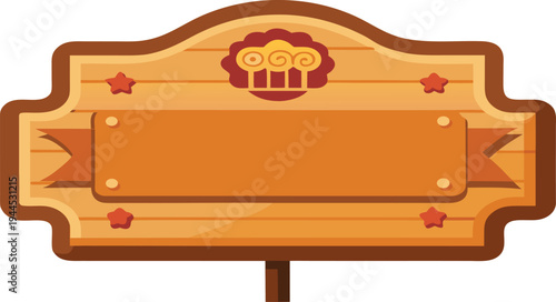 Vintage western style wooden signboard illustration