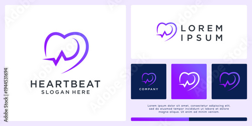 Abstract heartbeat logo design template