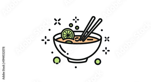 Bowl of soup with chopsticks