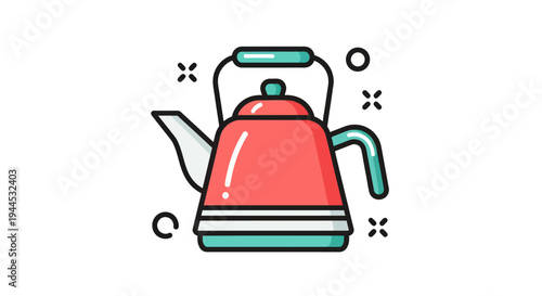 Cartoon kettle illustration on white background