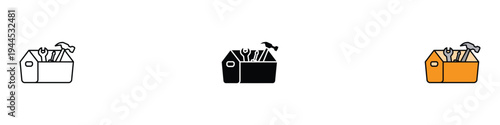 Toolbox icon set. Construction and repair hardware equipment symbol. Vector Illustration.