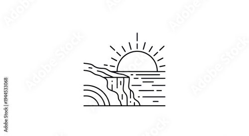 Coastal cliff sunrise illustration
