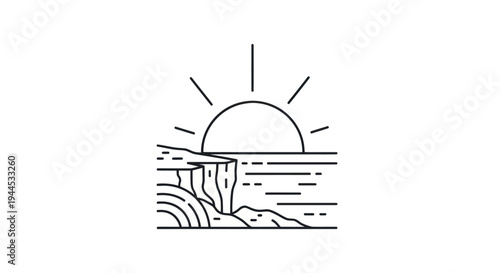 Coastal sunrise illustration