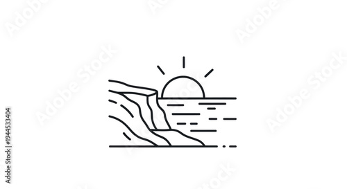 Coastal sunrise vector illustration