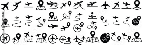 Travel and transportation outline icons set