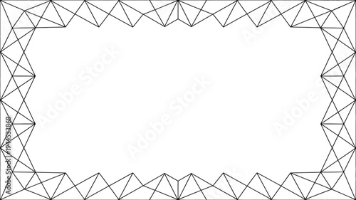 Geometric Wireframe Border in Black and White, Modern Polygonal Frame for Contemporary Designs and Backgrounds