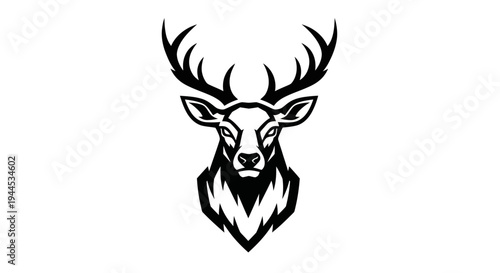 Deer head silhouette isolated on white