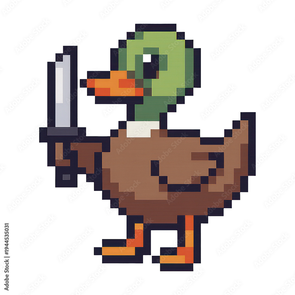 Obraz premium PNG Pixelated duck with knife