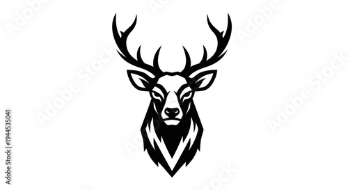 Deer head silhouette on white background