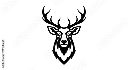 Deer head silhouette on white background